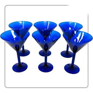Cobalt Blue Martini Glass Stemware (set of 6)